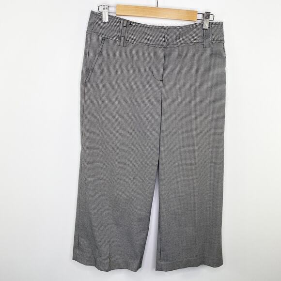 Ann Taylor LOFT Black Cream Micro Houndstooth Cropped Capri Pants Women's Size 4 - Picture 10 of 10